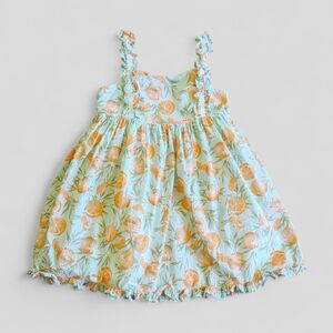 Joie Kids Citrus Oranges Floral Ruffle Sleeveless Lined Cotton Dress‎ Girls Sz 5